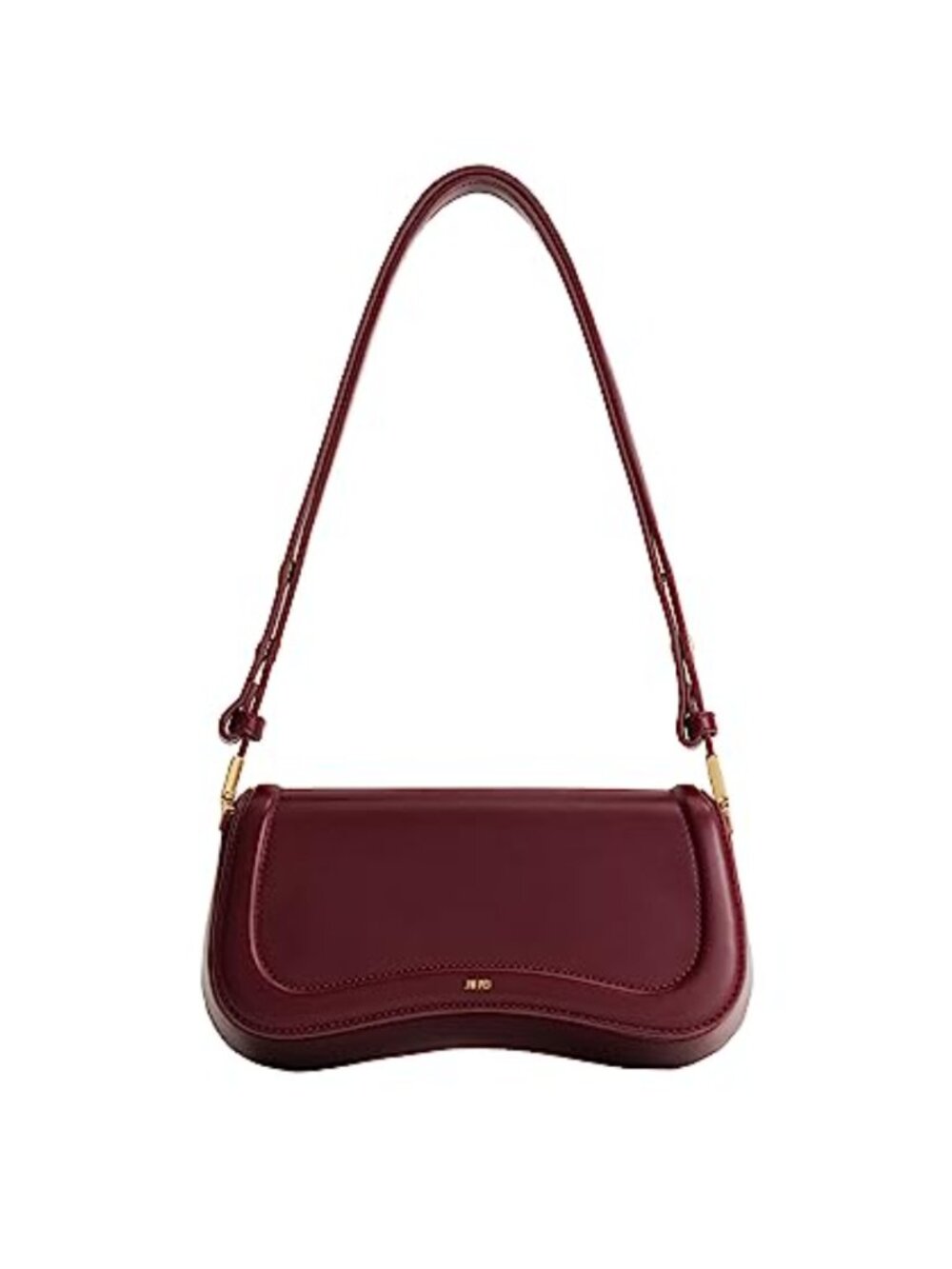 Vegan Leather Shoulder Bag Adjustable Strap Magnetic Snap Baguette